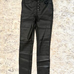 Abercrombie & Fitch Black Coated Leggings with Button Front
